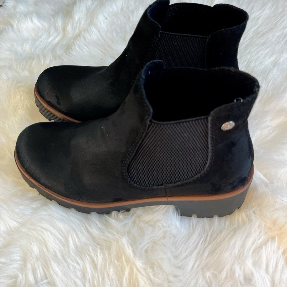 Rieker Black Ankle Boots with Brown Sole